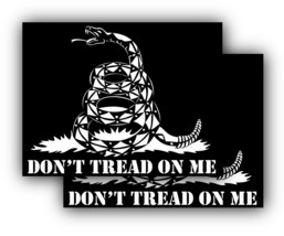 8&quot; Gadsden Flag Vinyl Car Truck Window Don&#39;t Tread On Me Sticker 2PK White - £7.18 GBP