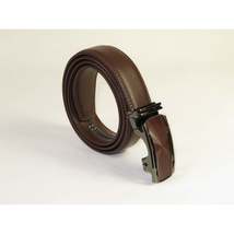 Mens VALENTINI Leather Belt Automatic Adjustable Removable Buckle RT031 Brown image 4