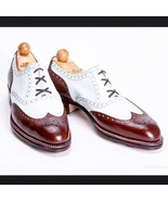 Oxford New Design Two Tone Maroon White Cont Wing Tip Brogue Toe Leather... - £107.50 GBP