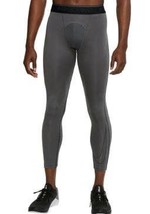 Nike Pro Dry Fit Men&#39;s Gray Workout 3/4 Length Tights 2XL New DD1919 - £17.61 GBP