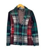 PENDLETON Cardigan Jacket 100% Merino Wool Tartan Plaid Leather Buttons ... - $25.99