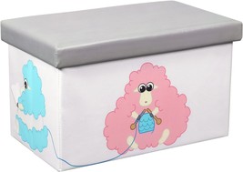 Otto And Ben Folding Storage Ottoman Chest For Kids, 23&quot;, Sheep And Knitting, - £30.79 GBP