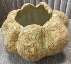 Vintage Pumpkin Halloween Pot Statue Decor Decorative Signed Gift Bowl Handmade - £28.97 GBP