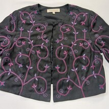 Sarah Elizabeth Women's 14 Black/Red Floral Embroidered One Button Blazer Jacket image 10