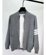 Men&#39;s Plus Size Zip Up Striped Long Sleeve Cardigan - $211.89 CAD