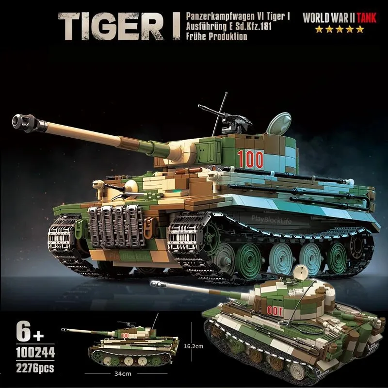 Classics WW2 Germany Military Heavy Tank Tiger King I Model Building Blocks - £69.57 GBP