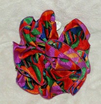 True Vintage Retro 80&#39;s 90&#39;s Hair Clip Barrette Puffy Satin Jewel Tone BIG - $17.81