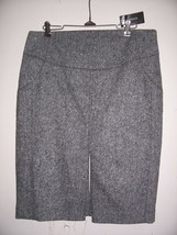 NWT EXPRESS 12 B &amp; W Wool Blend Tweed Animal Print Lined 2 Slit Pencil Skirt - £23.47 GBP