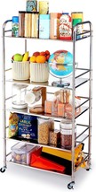5 Tier Kitchen Cart With Storage, Metal Rolling Cart, Bathroom Storage Cart, And - £83.08 GBP