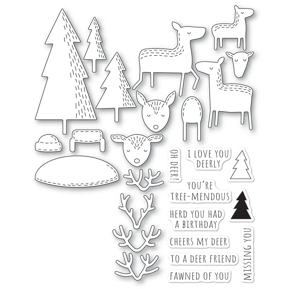 House Home Whittle Forest Reindeer Kit Cutting Dies Clear Stamps for New August  - £20.09 GBP