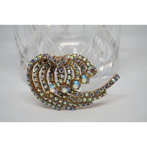 Rhinestone Wave Brooch Surfing Big Wave Swirl Rhinestone Brooch Vtg - £19.16 GBP