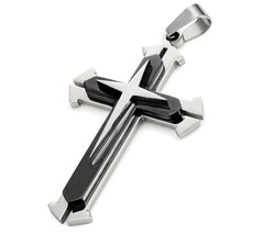 JEWELRY Mens Polished 316L Stainless Steel Star Cross - $40.19