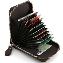 Men&#39;s Wallet Real Leather Credit Card Holder RFID Blocking Zipper Thin Pocket - £5.55 GBP