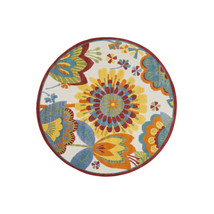 5 ft. Round Yellow &amp; Ivory Indoor &amp; Outdoor Area Rug - $145.56
