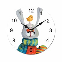 Mondxflaur Rabbit Wall Clock Non-Ticking Sweep Movement for Living Room - £16.01 GBP+