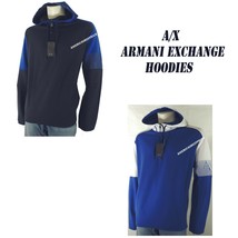 A|X ARMANI EXCHANGE NEW MEN&#39;S TWO-TONE 1/2 ZIP PULLOVER LOGO HOODIE NWT ... - £60.71 GBP