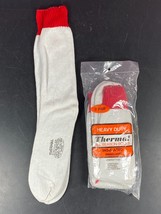 Vintage Thermal Insulated Stretch Gray Socks Lot of 3 19&quot; Long Red band - £22.95 GBP