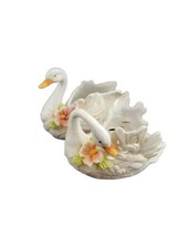 Vintage K&#39;s Collection Vera Ceramic Swan Trinket Dish Planter Set of 2 - £22.28 GBP