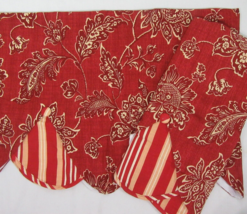 Williamsburg Waverly Everard Damask Floral Red 2-PC Scallop Peek-a-boo Valances - £38.03 GBP