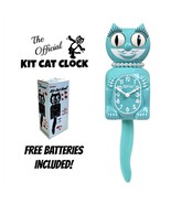 VIBRANT BLUE TURQUOISE LADY KIT CAT CLOCK 15.5&quot; Kit-Cat Klock NEW Free B... - $98.58 CAD