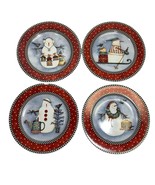 Debbie Mumm Plates Set Of 4 Frosty Folks Snowmen Scenes Christmas 8” - $25.00