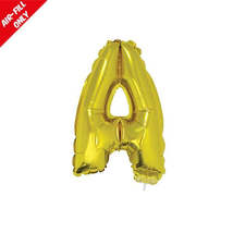 Balloon on Stick - 16&quot; Gold Letter A - $2.99