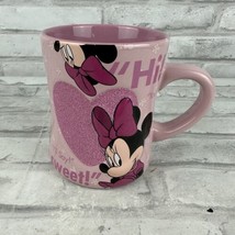 Disney Parks Minnie Mouse Mug Pink Glitter Heart Coffee Cup Mug Original 16oz - £13.49 GBP