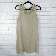 Senza Tempo Italian Linen Shift Dress Size XS Cotton Lace Front Sleeveless - $14.84