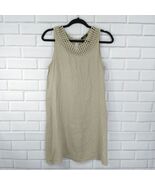 Senza Tempo Italian Linen Shift Dress Size XS Cotton Lace Front Sleeveless - $14.84
