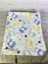 Cutie Pie Elephant Star Fleece Security Blanket Lovey Blue Green Gray Baby Boy - £16.42 GBP