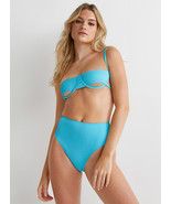 Frankies Bikinis Campbell Plissé &amp; Anne High Waist Swim Bikini Set Aquam... - $2,614.95 MXN