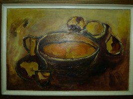 Shmuel Lam Listed Artist Oil Painting, Still Life and Kitchen Utensils 29 x 42cm - $179.40