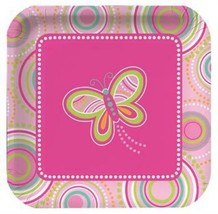 Mod Butterfly 9 Inch Paper Plate 8 Pack Girls Birthday Party Decoration Supplies - £8.59 GBP