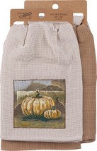 Pumpkin Embossed Kitchen Towel Set of 2 Waffle Weave - $14.54
