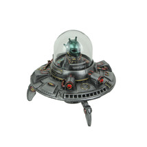Luminescence Visitor UFO Flying Saucer Hand Painted Pewter Finish Statue - $70.17