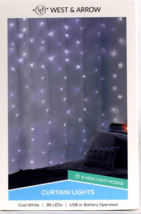 West &amp; Arrow Cool White 96 LEDs Curtain Lights With 8 New Modes USB Or Battery - £22.24 GBP