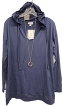 NWT LuLaRoe Large SOLID Navy Blue ELIZA Long Sleeved Hoodie - $41.38