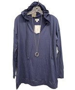 NWT LuLaRoe Large SOLID Navy Blue ELIZA Long Sleeved Hoodie - $40.58
