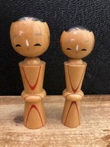 VINTAGE JAPAN KOKESHI LAMINATED BODY WOODEN DOLLS APPROX 4&quot; - £14.27 GBP