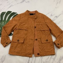 Carlisle Womens Wool Blend Jacket Size 10 Orange Floral Texture Corduroy... - $35.63
