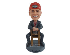 Custom Bobblehead Dashing young dude sitting on a turned chair looking radient - - $100.00