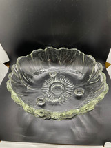Vintage 70s Clear Indiana Glass Large Serving Fruit Bowl Sunflower Pattern - £31.14 GBP