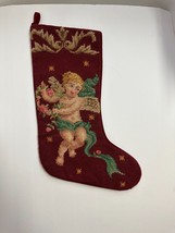 Cherub /Angel Wool Needlepoint Embroidery Christmas Stocking Imperial Elegance - £30.67 GBP