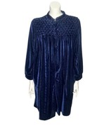 Only Necessities House Dress Blue Velvet Long Sleeve Short 1X Kaftan Muumuu - $29.69