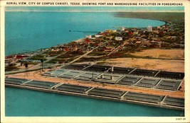 Vintage White Border Postcard Aerial View City Ot Corpus Christi Texas-bk40 - £5.53 GBP