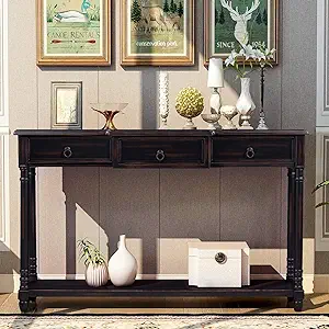 Merax Narrow Console Sofa Table with Drawers and Long Shelf for Living R... - $389.99