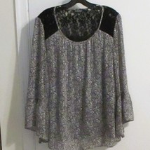 Roz &amp; Ali Black &amp; White Bak has Lace Floral Blouse With Bell Sleeves XL - €10,10 EUR