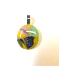 Yellow with Pastels Fused Dichroic Glass Pendant - £19.18 GBP