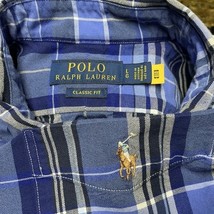 Polo Ralph Lauren Mens L Shirt Blue Plaid Long Sleeve Button 100% Cotton... - $359.09 MXN