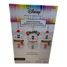 Disney Magic Holiday Blinking Mickey Minnie Mouse Snowman LED String Light Gemmy - £39.96 GBP